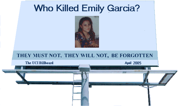 Billboard about Emily's murder